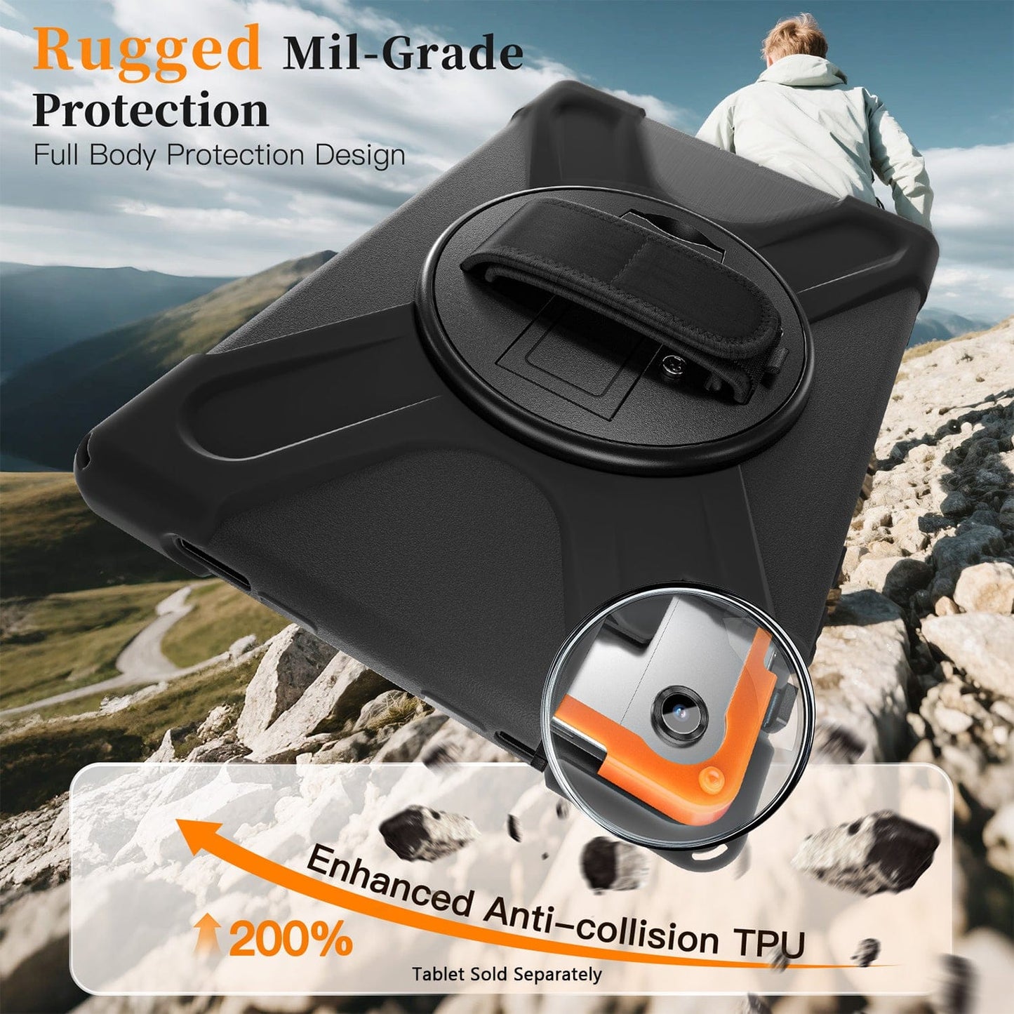 Samsung Galaxy Tab A11+ / A9+ 11-inch Case - Heavy-Duty, Hand Strap | Raider-X Series