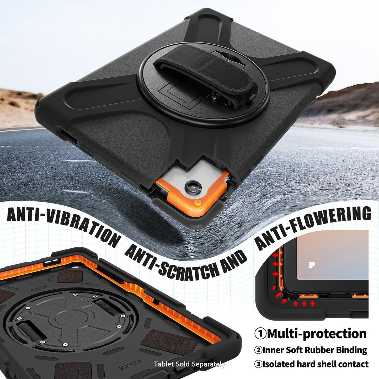 Samsung Galaxy Tab A11+ / A9+ 11-inch Case - Heavy-Duty, Hand Strap | Raider-X Series